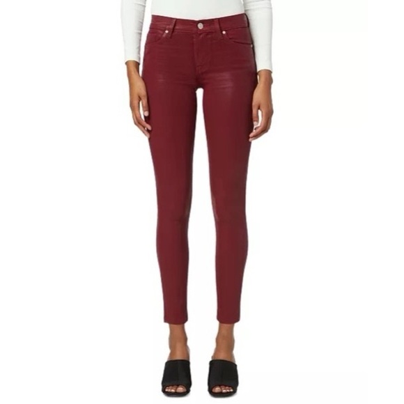 NWT Hudson Nico Mid-Rise Coated Super-Skinny Ankle Jeans Cabernet Size 24 - Picture 1 of 12
